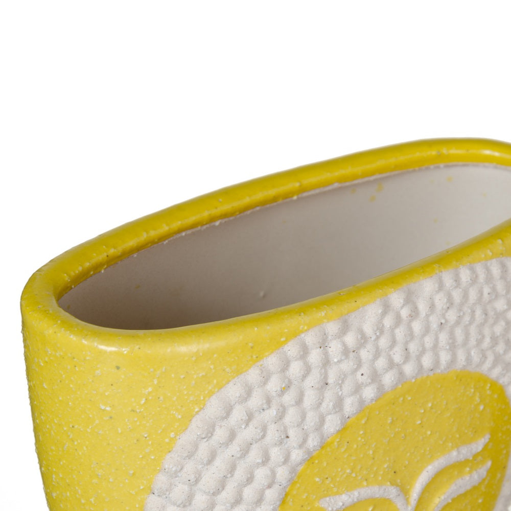 YELLOW FACE PLANTER CERAMIC 19 X 9 X 22 CM