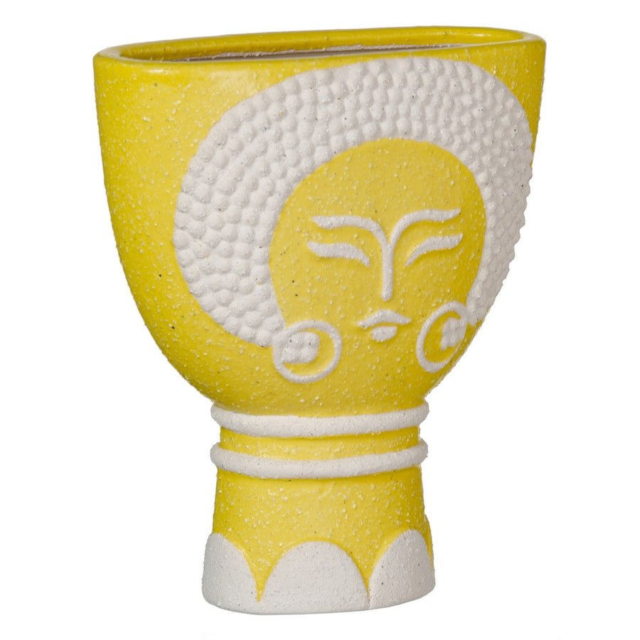 YELLOW FACE PLANTER CERAMIC 19 X 9 X 22 CM