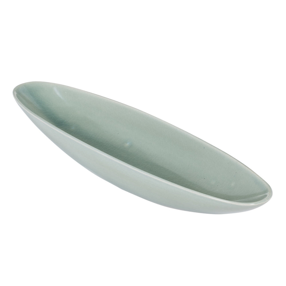 CENTRO MESA AZUL CER�MICA DECORACI�N 39,50 X 10,50 X 5 CM
