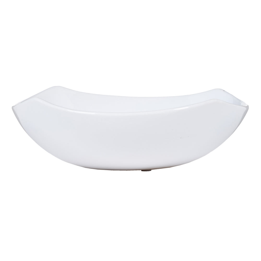 WHITE CERAMIC DECORATIVE CENTERPIECE 22.50 X 22.50 X 7 CM
