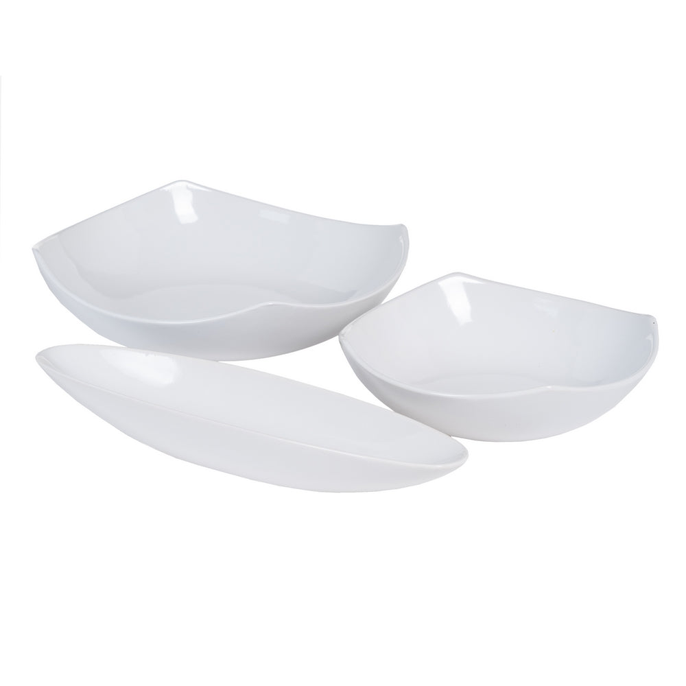 WHITE CERAMIC DECORATIVE CENTERPIECE 22.50 X 22.50 X 7 CM