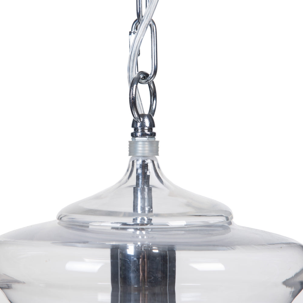 LÁMPARA TECHO PLATA METAL-CRISTAL 28 X 28 X 36 CM