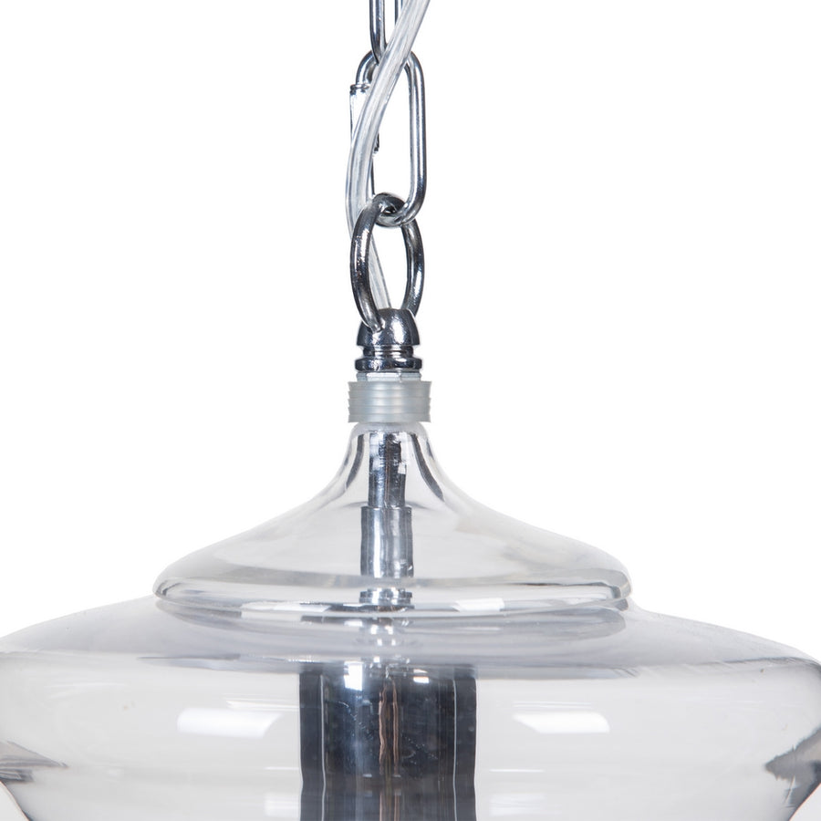 LÁMPARA TECHO PLATA METAL-CRISTAL 28 X 28 X 36 CM