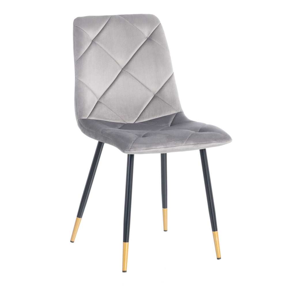 SILLA TERCIOPELO GRIS TEJIDO-METAL 45 X 50 X 86 CM