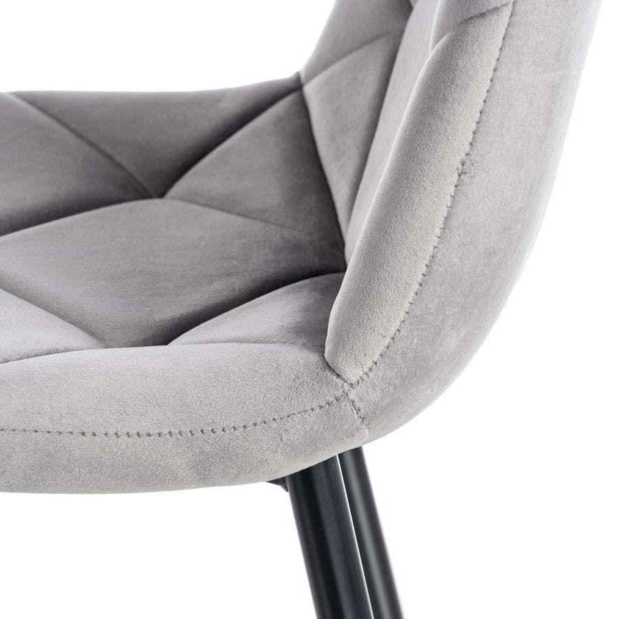 SILLA TERCIOPELO GRIS TEJIDO-METAL 45 X 50 X 86 CM