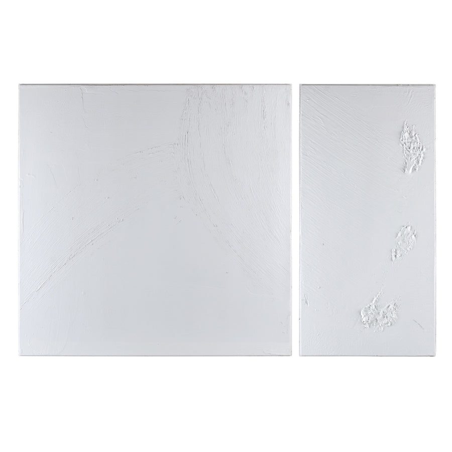 S/2 MURAL PARED ABSTRACTO BLANCO RESINA 135 X 3,50 X 90 CM