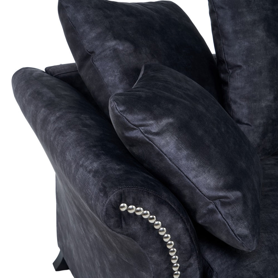 DARK GREY 3-SEATER FABRIC SOFA LIVING ROOM 228 X 97 X 100 CM