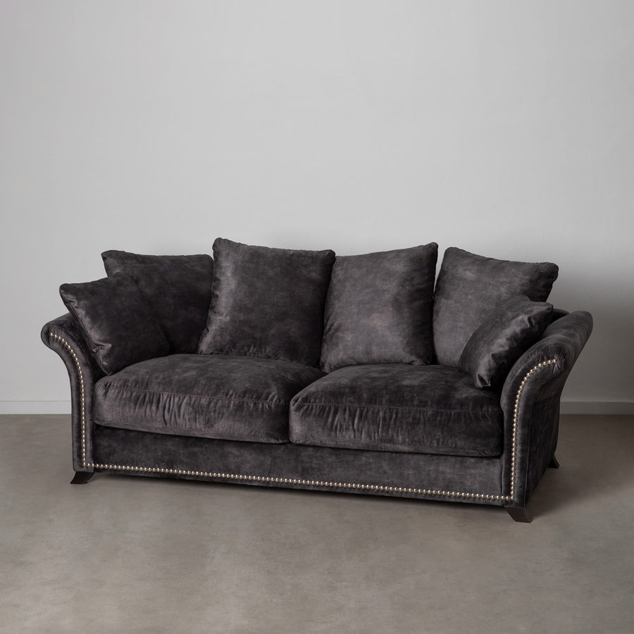 DARK GREY 3-SEATER FABRIC SOFA LIVING ROOM 228 X 97 X 100 CM