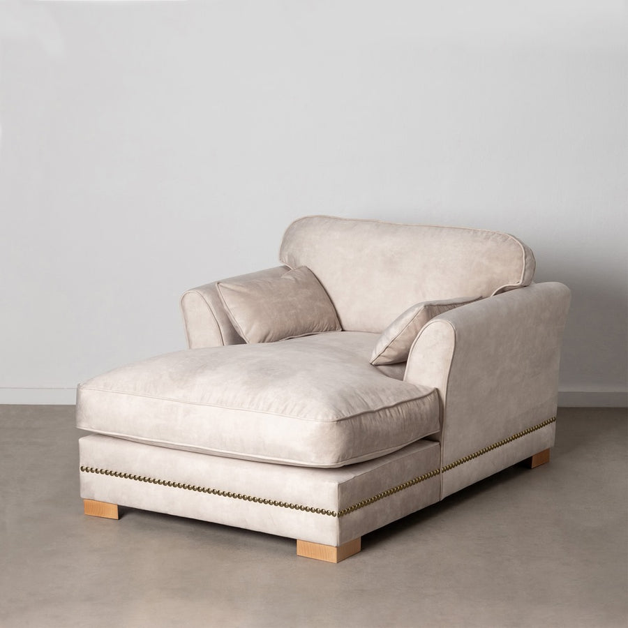 SOFÁ CHAISE LONGUE BEIGE TEJIDO SALÓN 114 X 155 X 92 CM