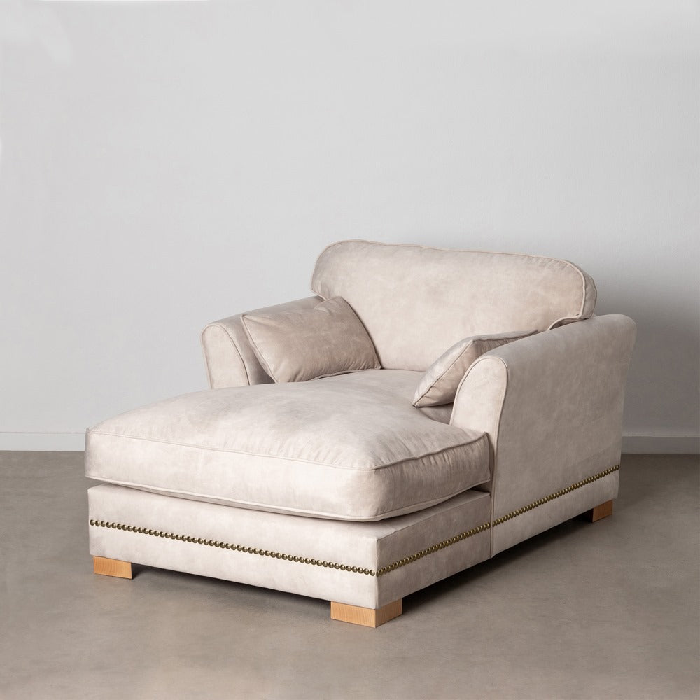 SOFÁ CHAISE LONGUE BEIGE TEJIDO SALÓN 114 X 155 X 92 CM