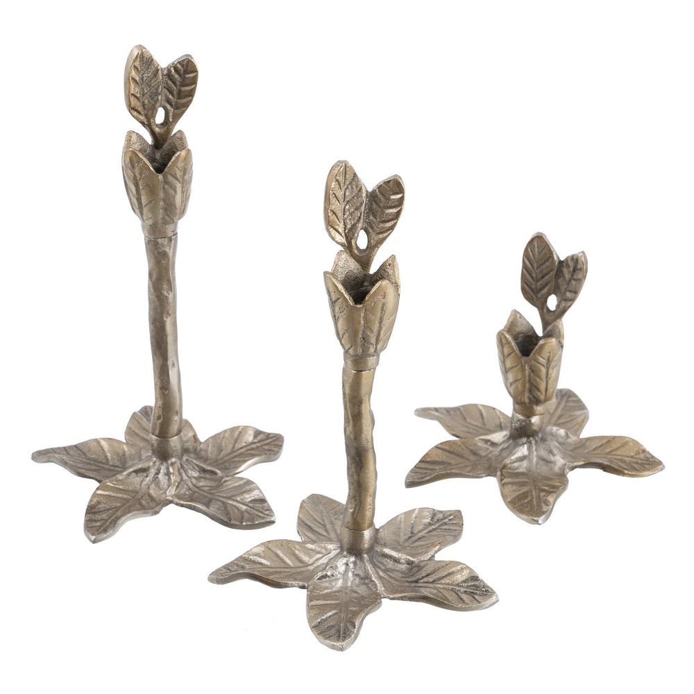PORTAVELAS ORO ALUMINIO DECORACIÓN 14 X 14 X 12 CM