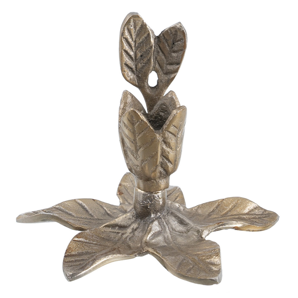 PORTAVELAS ORO ALUMINIO DECORACIÓN 14 X 14 X 12 CM