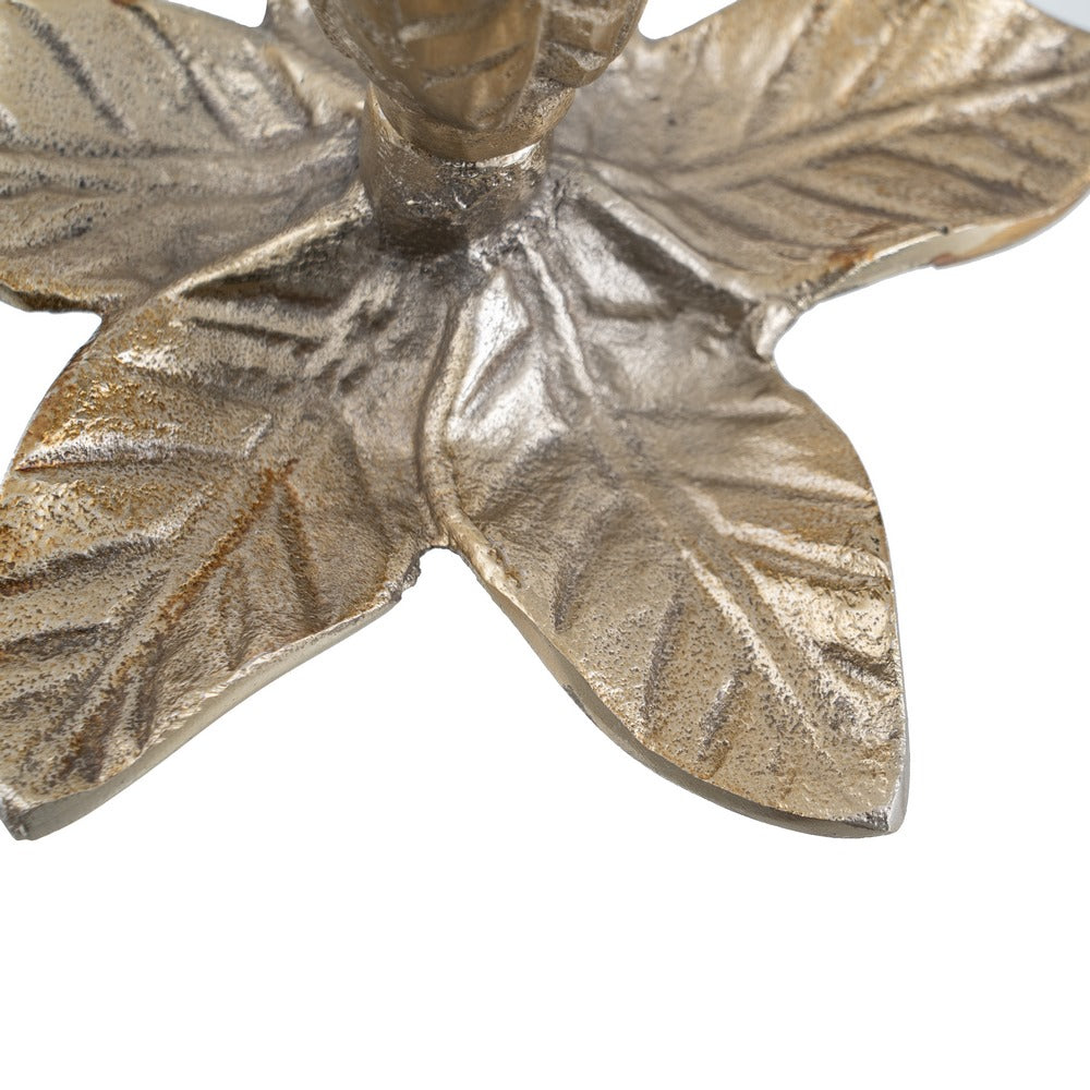 PORTAVELAS ORO ALUMINIO DECORACIÓN 14 X 14 X 12 CM