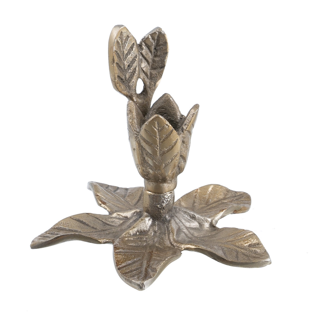 PORTAVELAS ORO ALUMINIO DECORACIÓN 14 X 14 X 12 CM