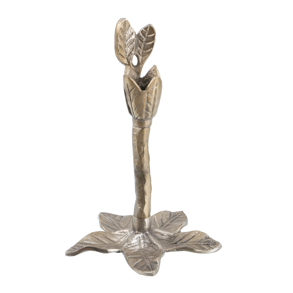 PORTAVELAS ORO ALUMINIO DECORACIÓN 14 X 14 X 20 CM