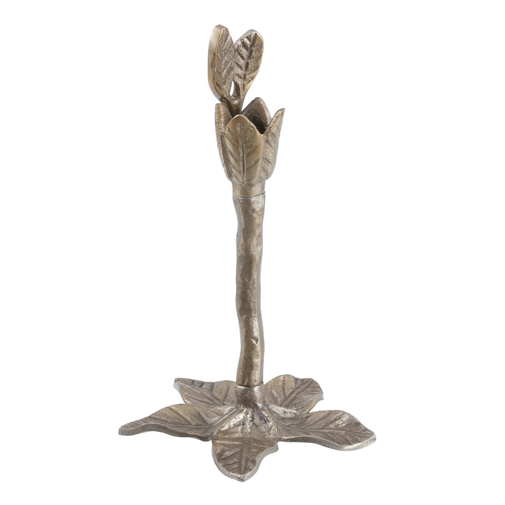 PORTAVELAS ORO ALUMINIO DECORACIÓN 14 X 14 X 24 CM