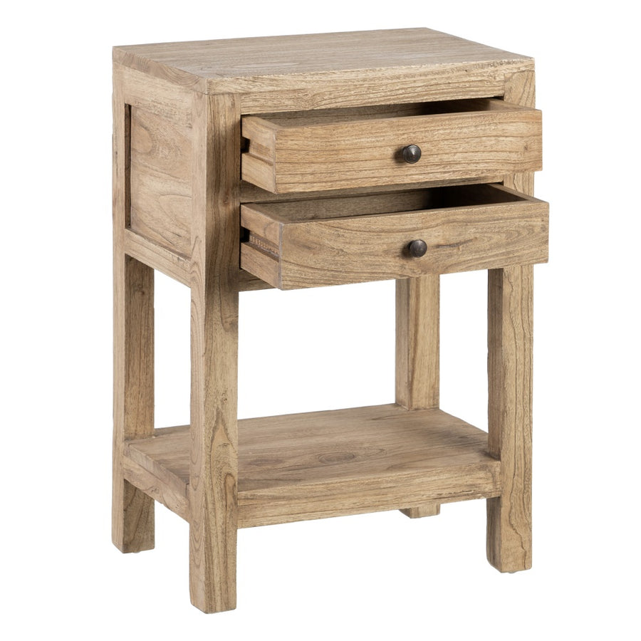 MESITA NATURAL MADERA MINDI DORMITORIO 45 X 30 X 66 CM