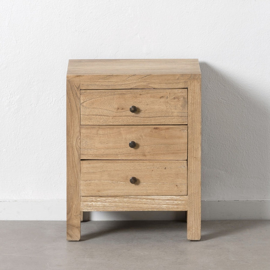 MESITA NATURAL MADERA MINDI DORMITORIO 43 X 34 X 55 CM