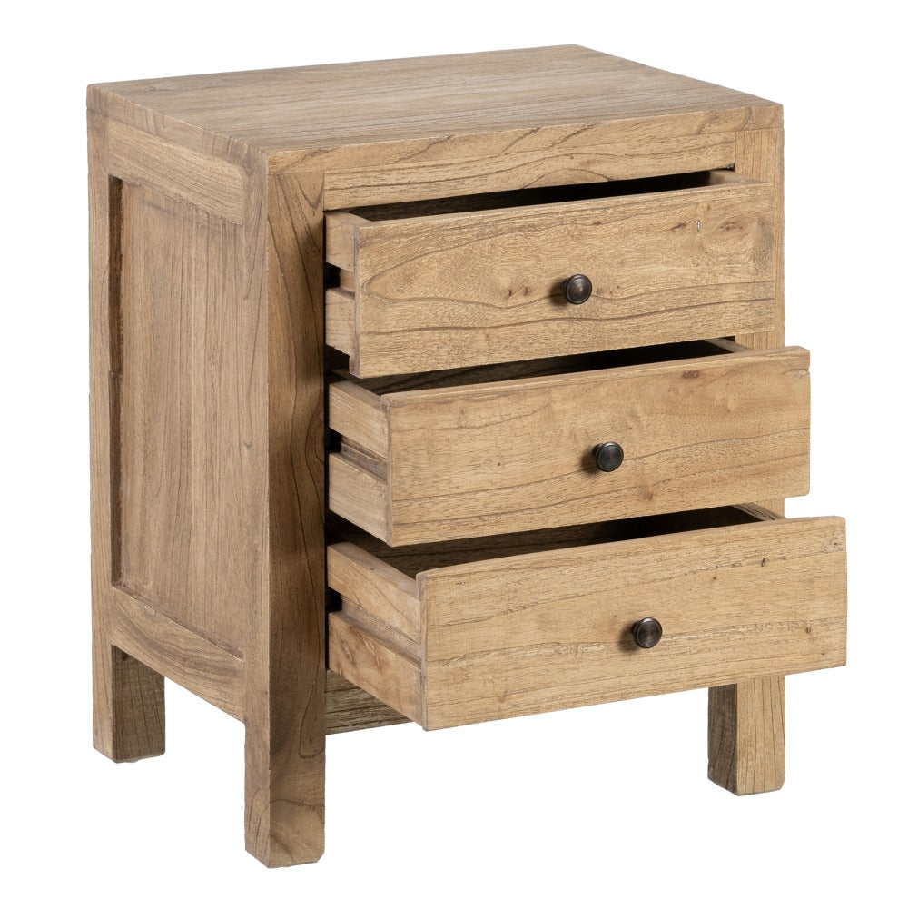 MESITA NATURAL MADERA MINDI DORMITORIO 43 X 34 X 55 CM