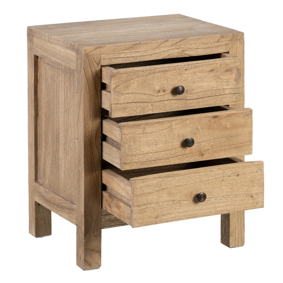 MESITA NATURAL MADERA MINDI DORMITORIO 43 X 34 X 55 CM