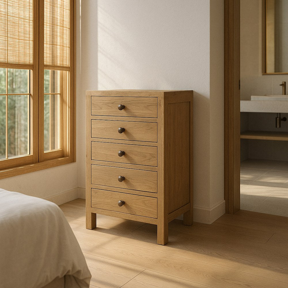 MESITA NATURAL MADERA MINDI DORMITORIO 44 X 34 X 77 CM