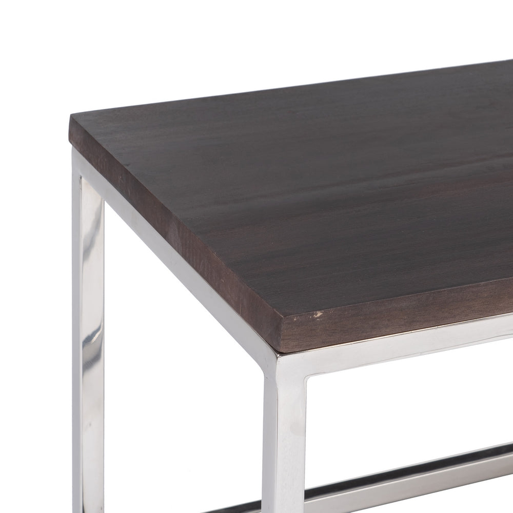 S/3 BROWN-SILVER COFFEE TABLE 152 X 38.50 X 38.50 CM
