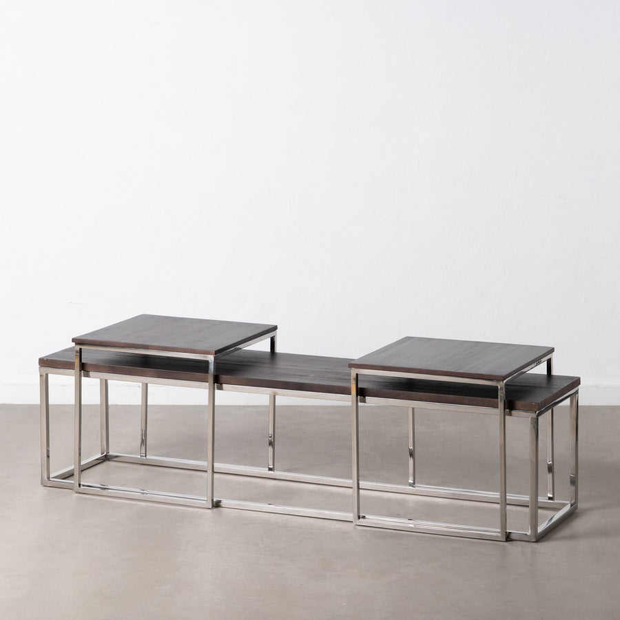 S/3 MESA CENTRO MARRÓN-PLATA 152 X 38,50 X 38,50 CM