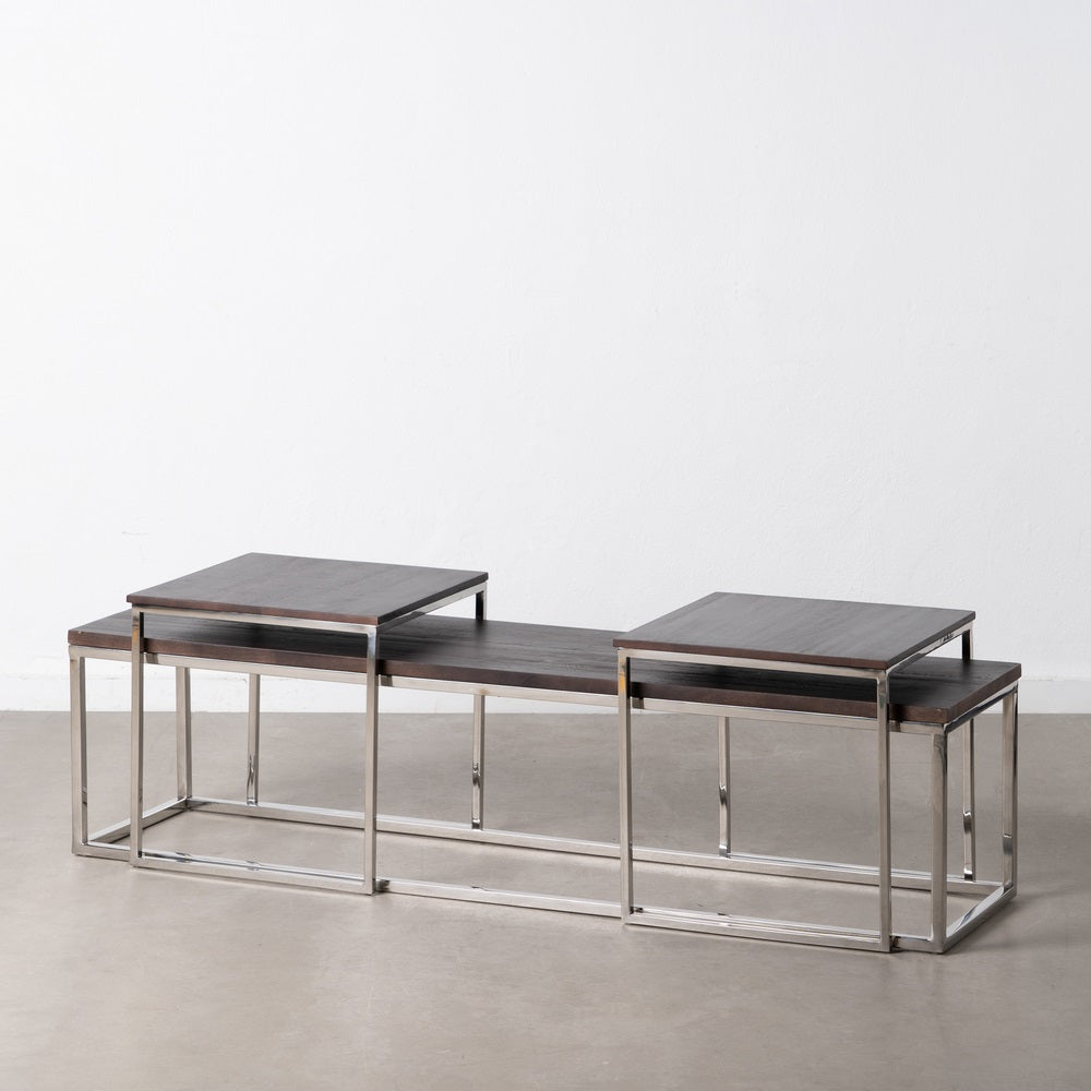 S/3 MESA CENTRO MARRÓN-PLATA 152 X 38,50 X 38,50 CM