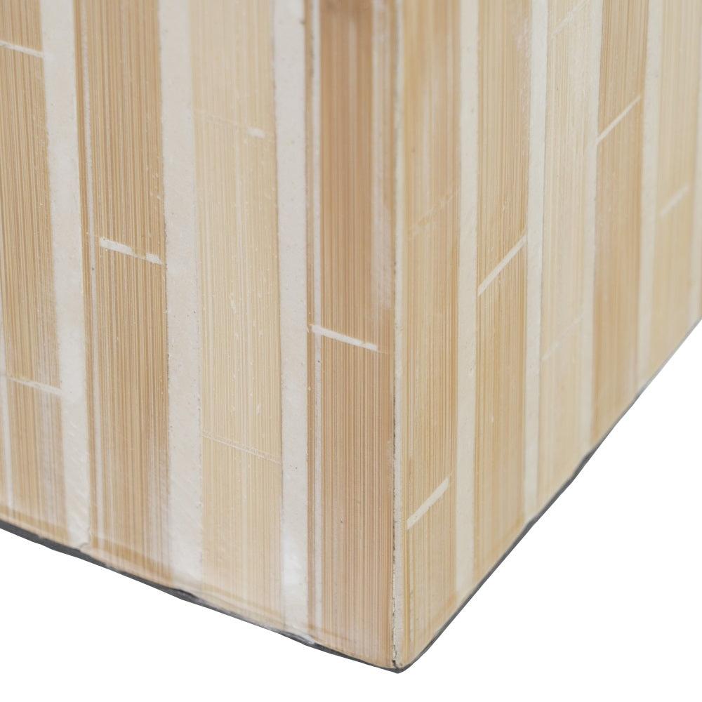 BAMBOO/MDF BEIGE CANDLE HOLDER 10.50 X 10.50 X 10.50 CM