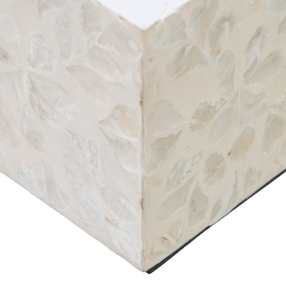 PORTAVELAS BEIGE NÁCAR-MDF DECORACIÓN 10,50 X 10,50 X 10,50
