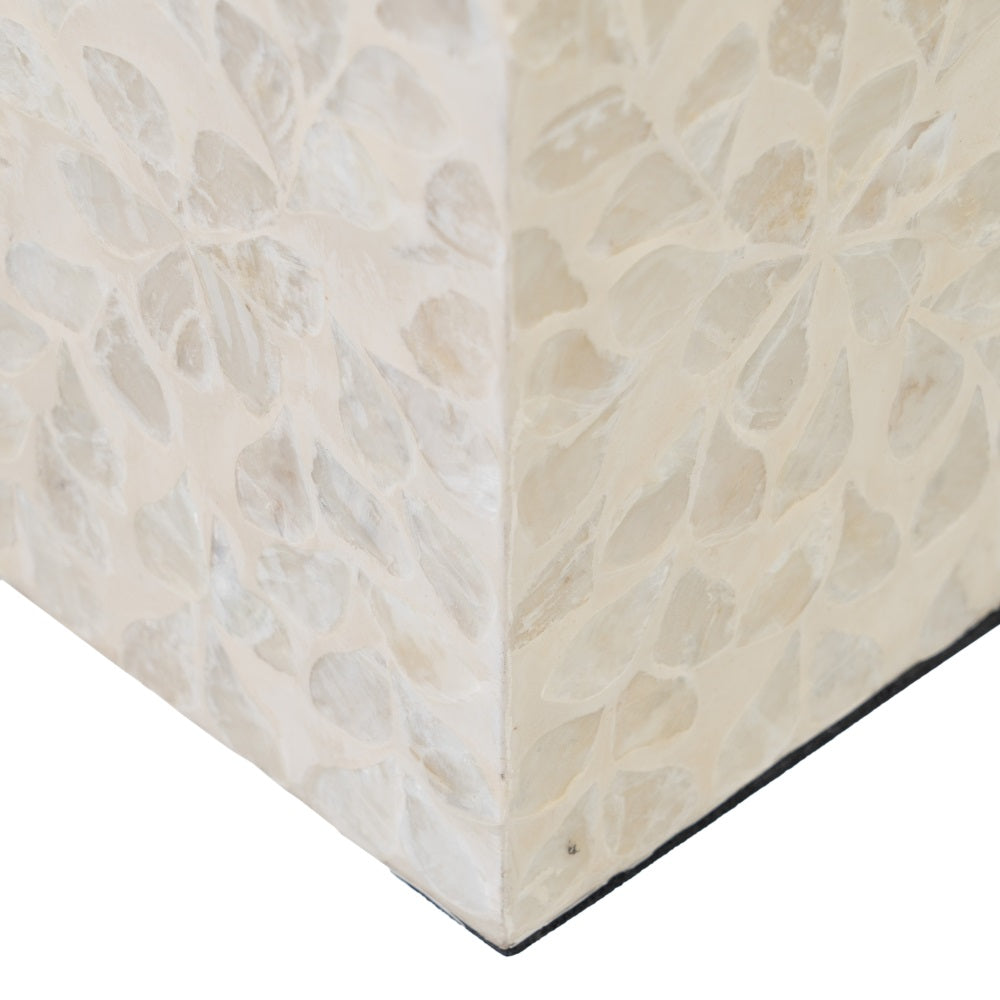 PORTAVELAS BEIGE NÁCAR-MDF DECORACIÓN 10,50 X 10,50 X 16 CM