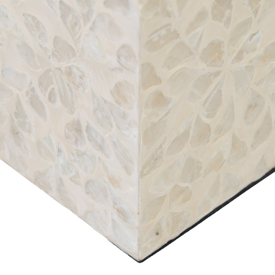 BEIGE MOTHER-OF-PEARL MDF CANDLE HOLDER DECORATION 10.50 X 10.50 X 16 CM