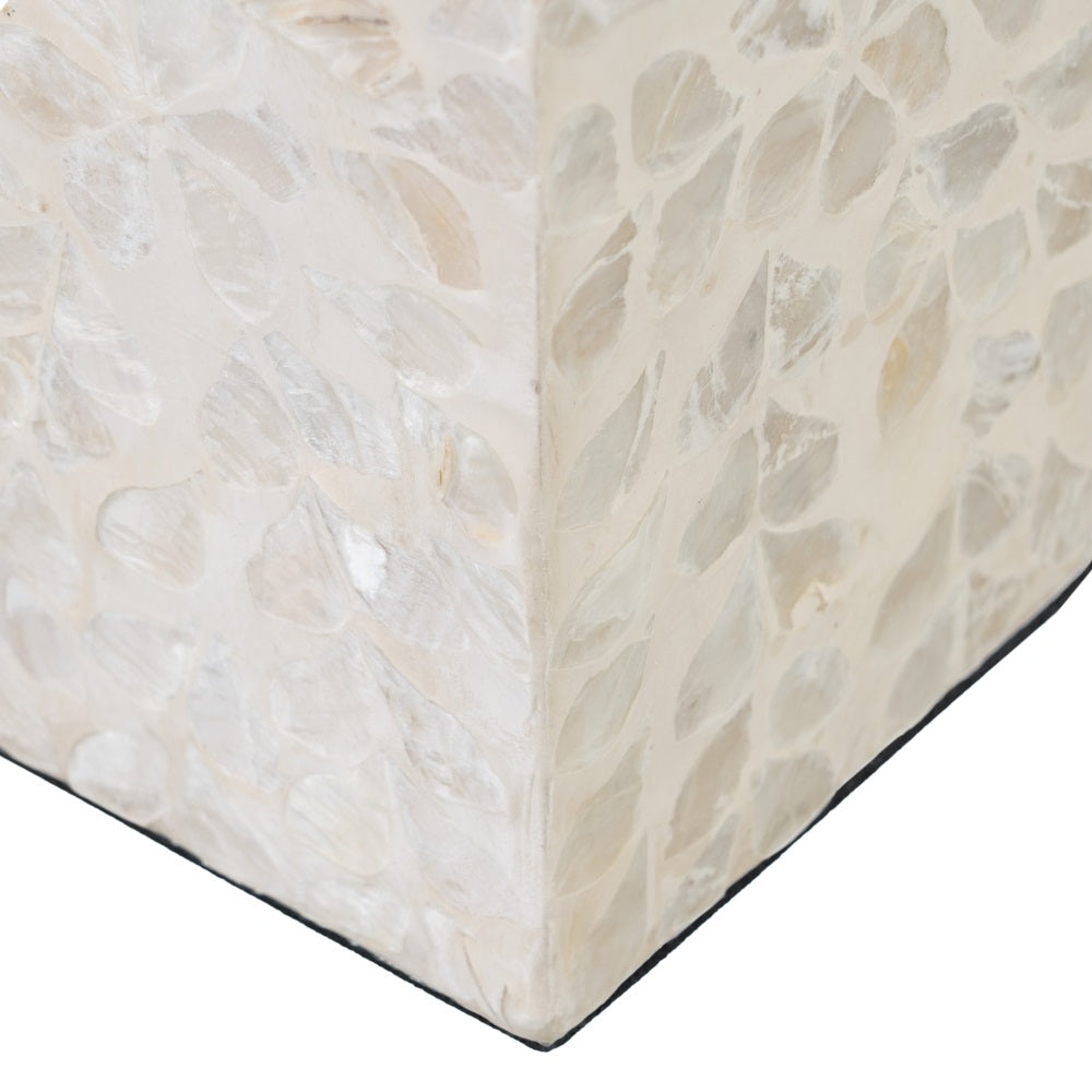 PORTAVELAS BEIGE NÁCAR-MDF DECORACIÓN 10,50 X 10,50 X 21 CM