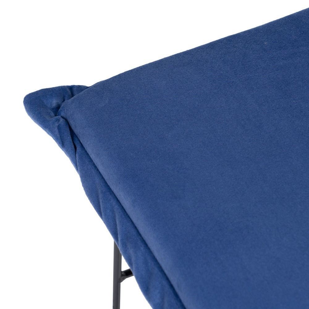 PUF TERCIOPELO AZUL TEJIDO-METAL 40 X 40 X 35 CM