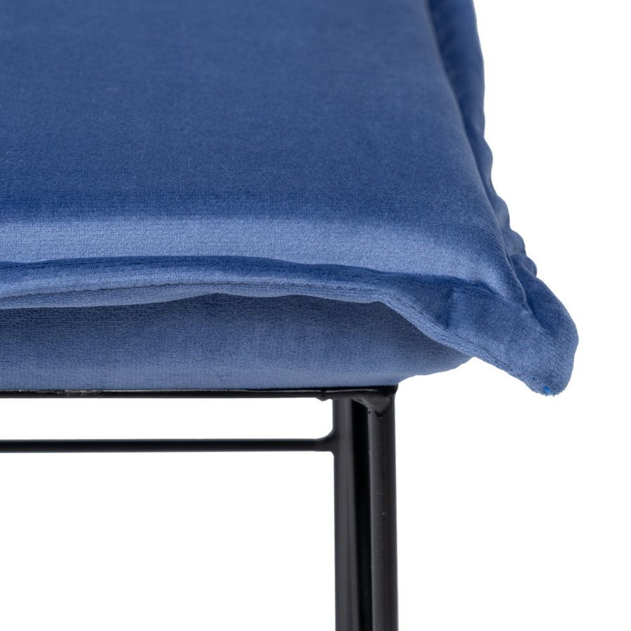 PUF TERCIOPELO AZUL TEJIDO-METAL 40 X 40 X 35 CM