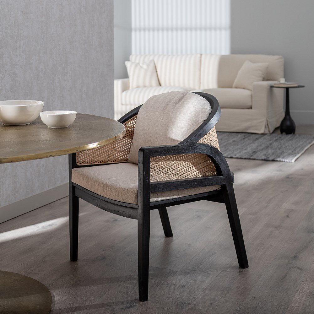 SILL�N NATURAL-NEGRO RAT�N/MADERA SAL�N 58 X 60 X 77 CM