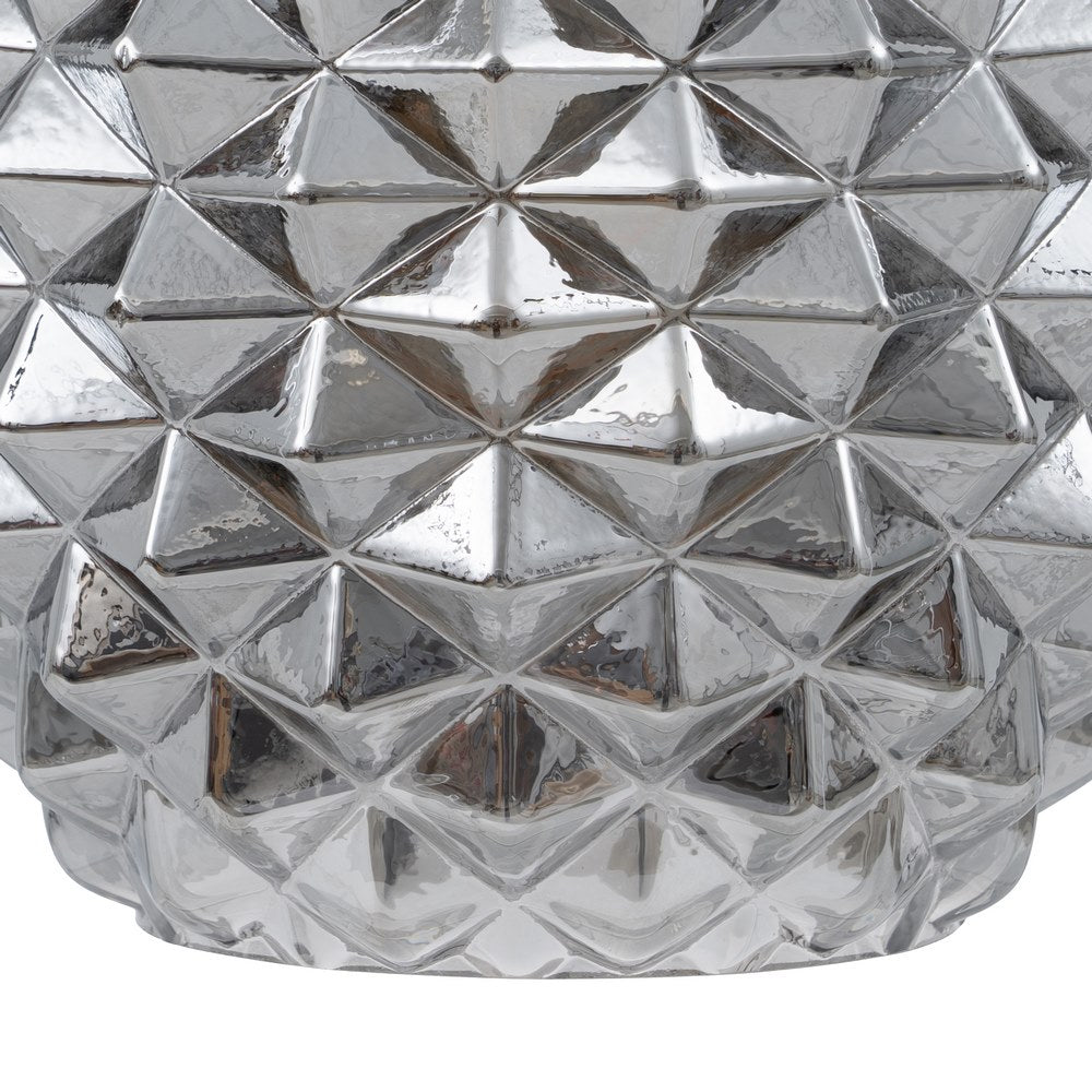 SILVER IRON / GLASS CEILING LAMP 15 X 15 X 17.50 CM
