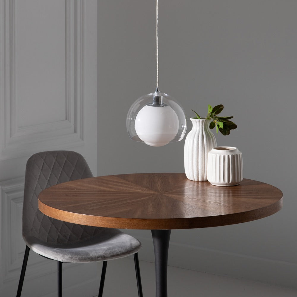SILVER IRON / GLASS CEILING LAMP 25 X 25 X 19.50 CM