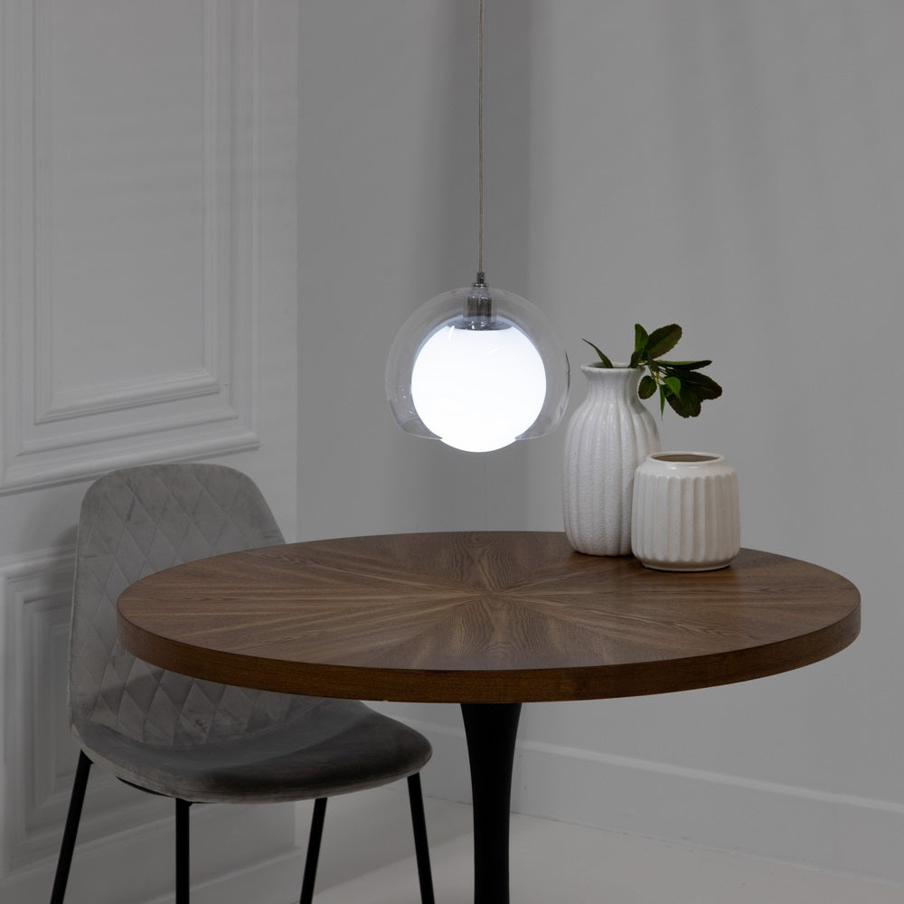 SILVER IRON / GLASS CEILING LAMP 25 X 25 X 19.50 CM