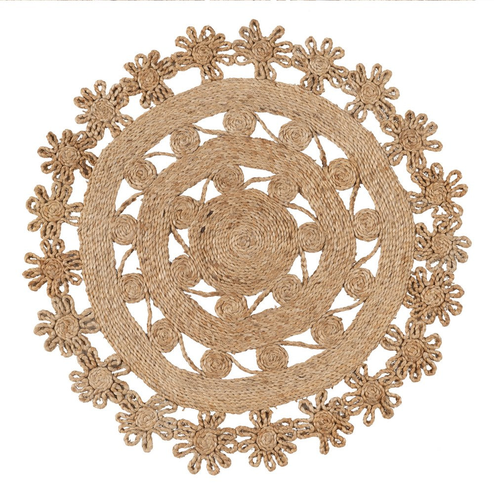 ALFOMBRA NATURAL YUTE DECORACIÓN 120 X 120 CM