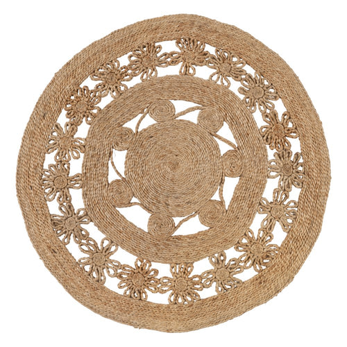 ALFOMBRA NATURAL YUTE DECORACI�N 120 X 120 CM