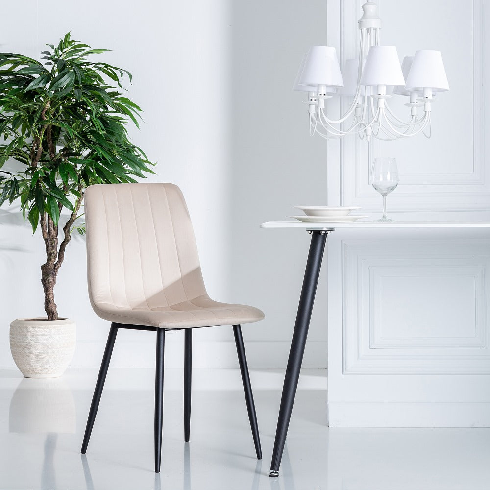 BEIGE VELVET DINING CHAIR 45 X 51 X 88.50 CM