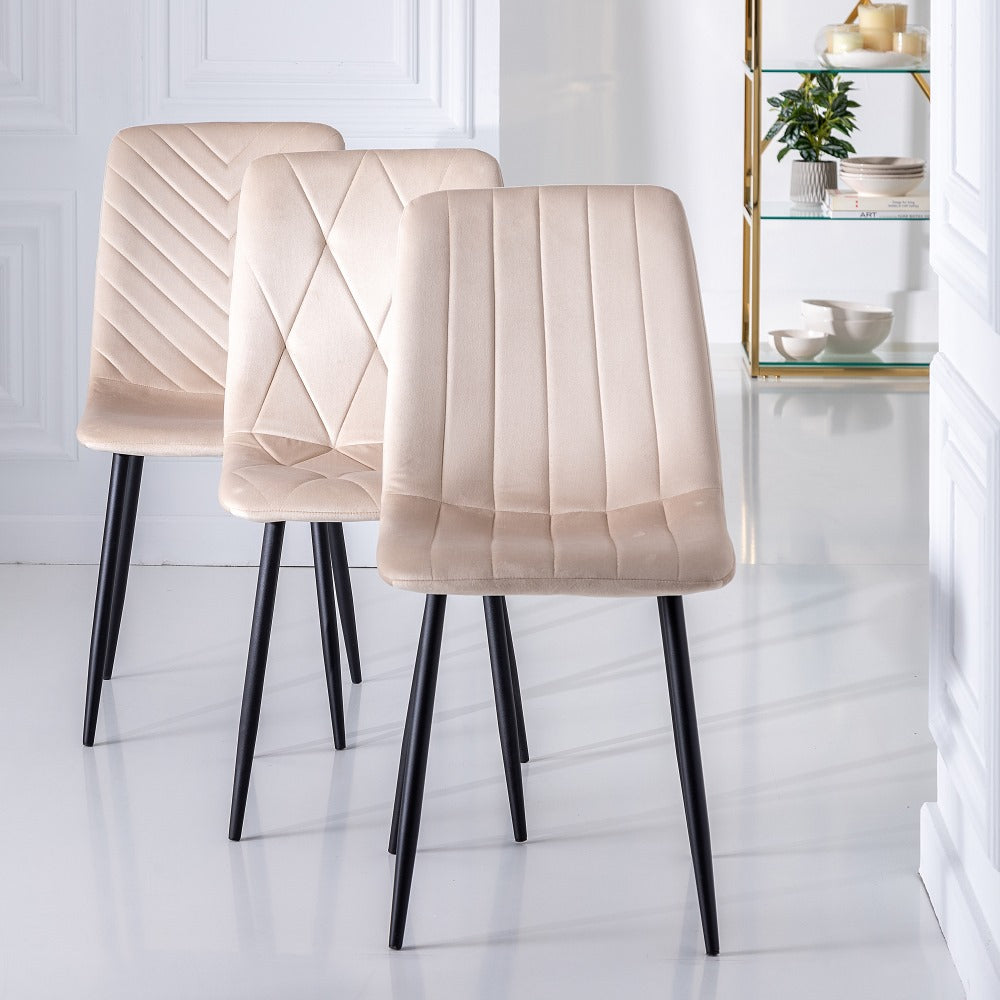 BEIGE VELVET DINING CHAIR 45 X 51 X 88.50 CM