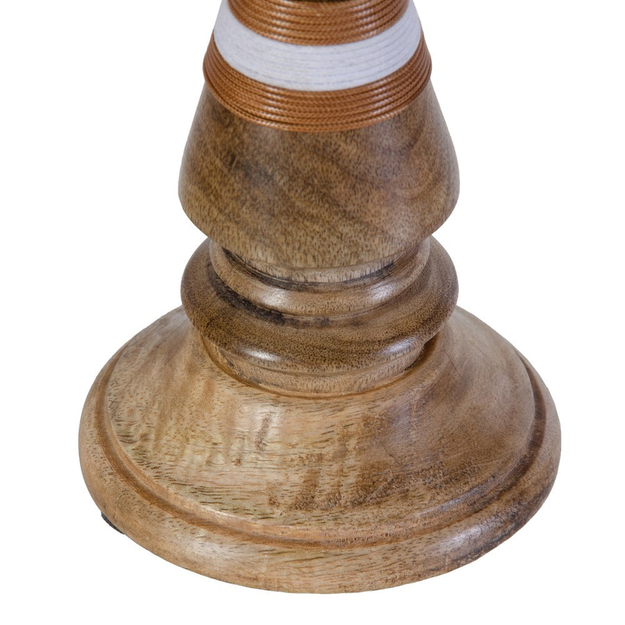 PORTAVELAS MARRÓN MADERA DECORACIÓN 12 X 12 X 23 CM