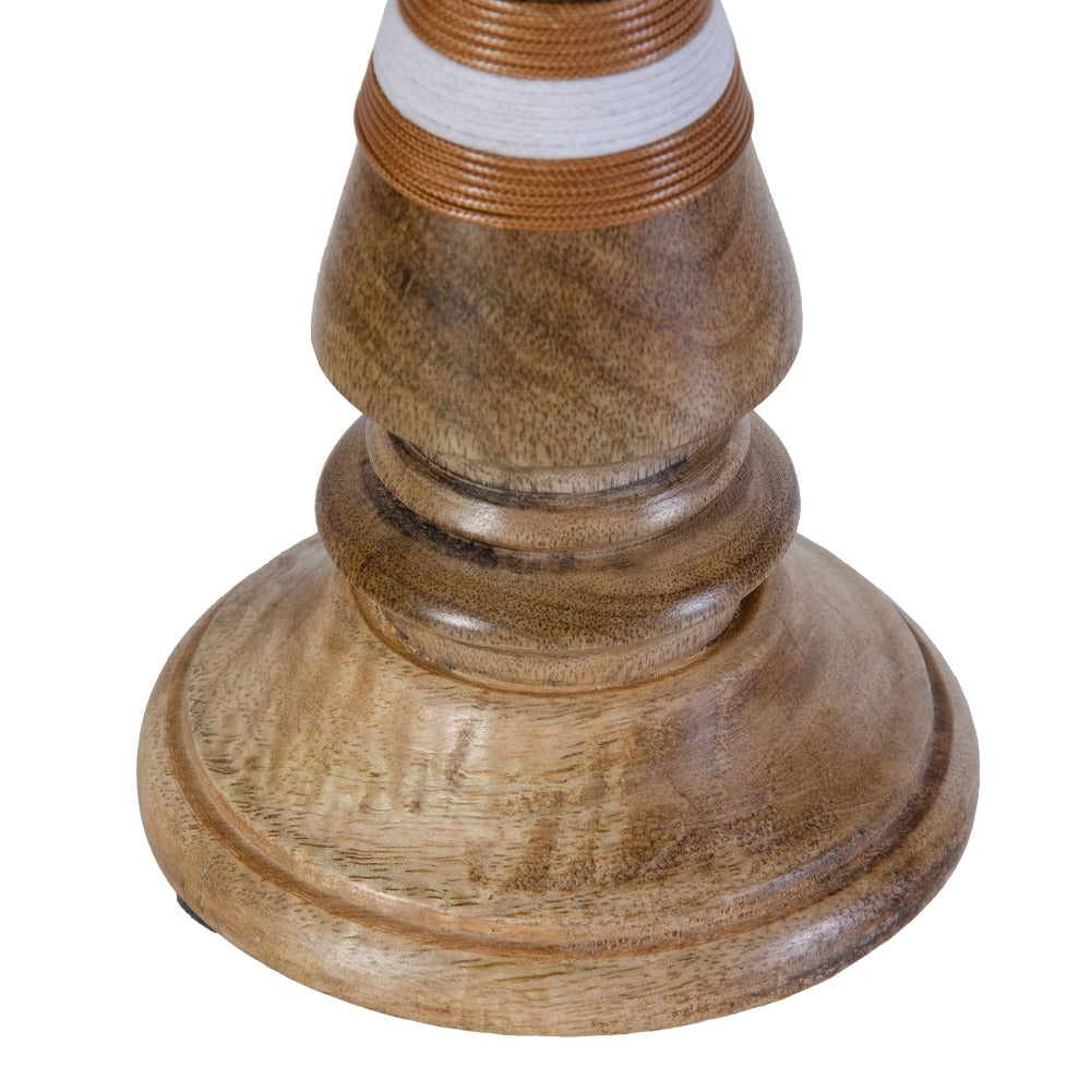 PORTAVELAS MARRÓN MADERA DECORACIÓN 12 X 12 X 23 CM