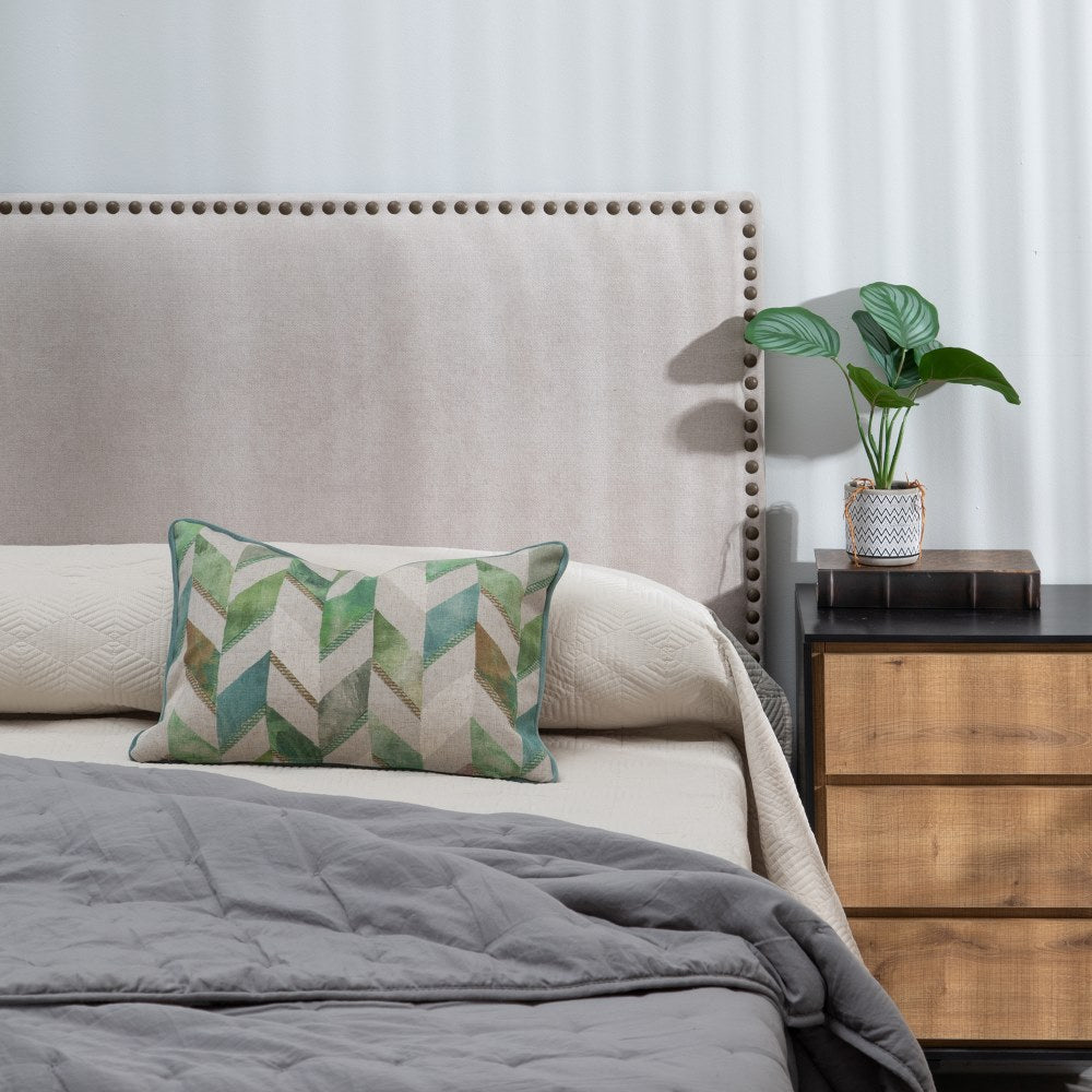 GRAYISH BEIGE FABRIC-WOOD HEADBOARD 160 X 4 X 80 CM