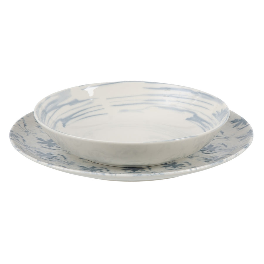 PLATO HONDO AZUL-BLANCO PORCELANA 21 X 21 X 5 CM