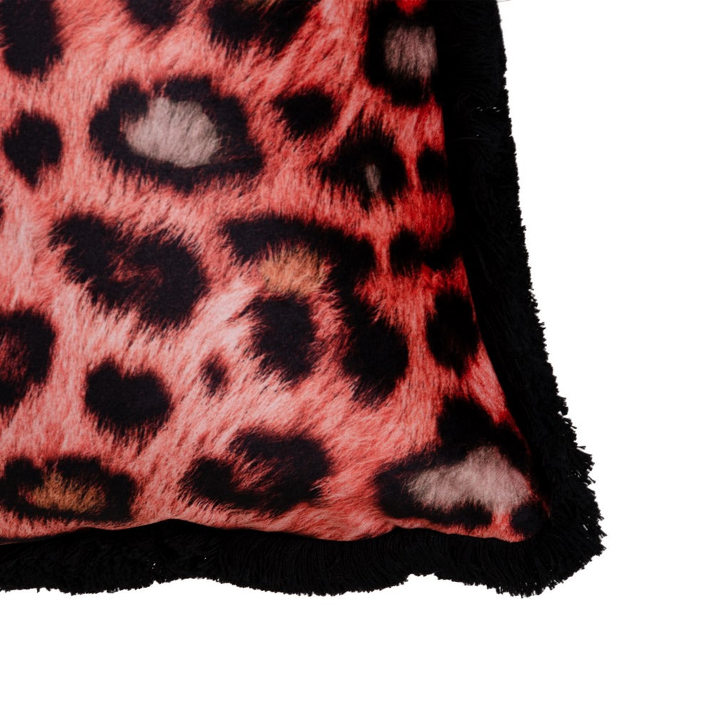 ORANGE LEOPARD VELVET CUSHION 45 X 45 CM