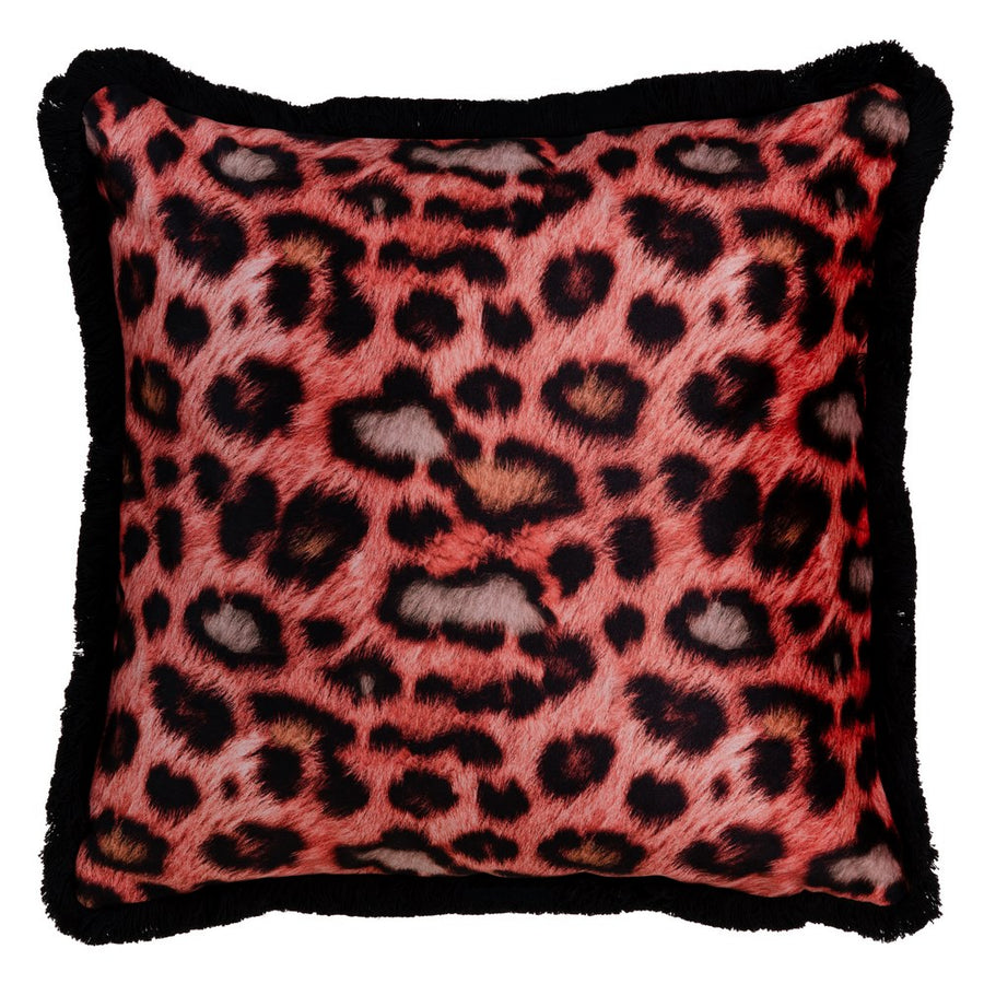 COJÍN LEOPARDO NARANJA TERCIOPELO 45 X 45 CM