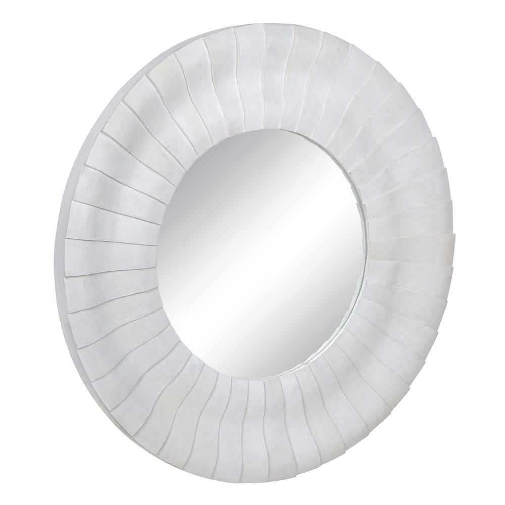 WALL MIRROR WHITE WOOD DECORATION 102 X 6 X 102 CM